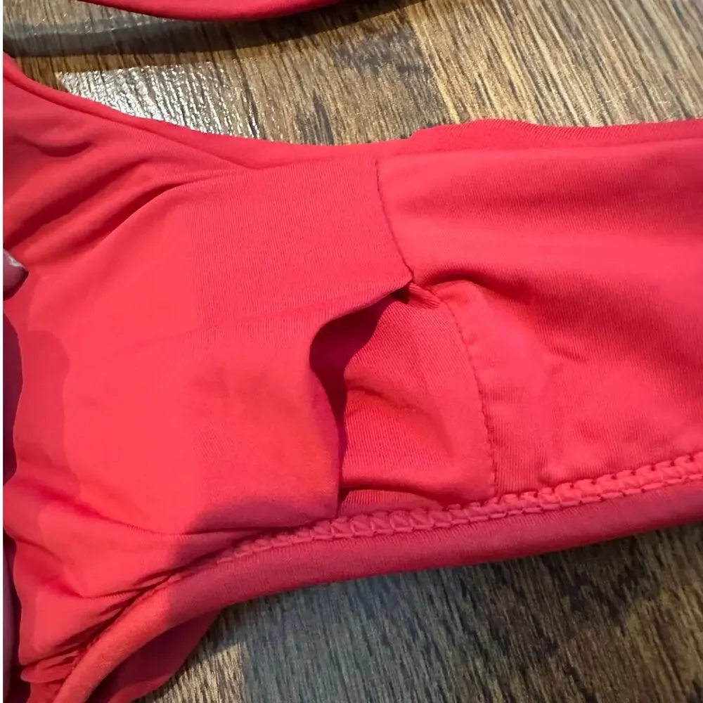 Andie Valencia Bikini Top Women’s Small Red NWT Swim Top Supportive Minimalist - Picture 5 of 9